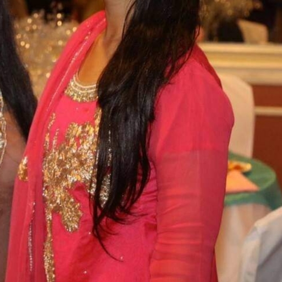 Hot Pink Pakistani Suit with gotawork(3 piece) - Picture 1 of 5